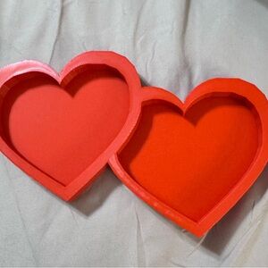 Red Heart-Shaped Decorative Trays